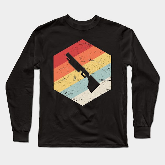 Retro 70s Shotgun Icon | Skeet Shooting Long Sleeve T-Shirt by Wizardmode